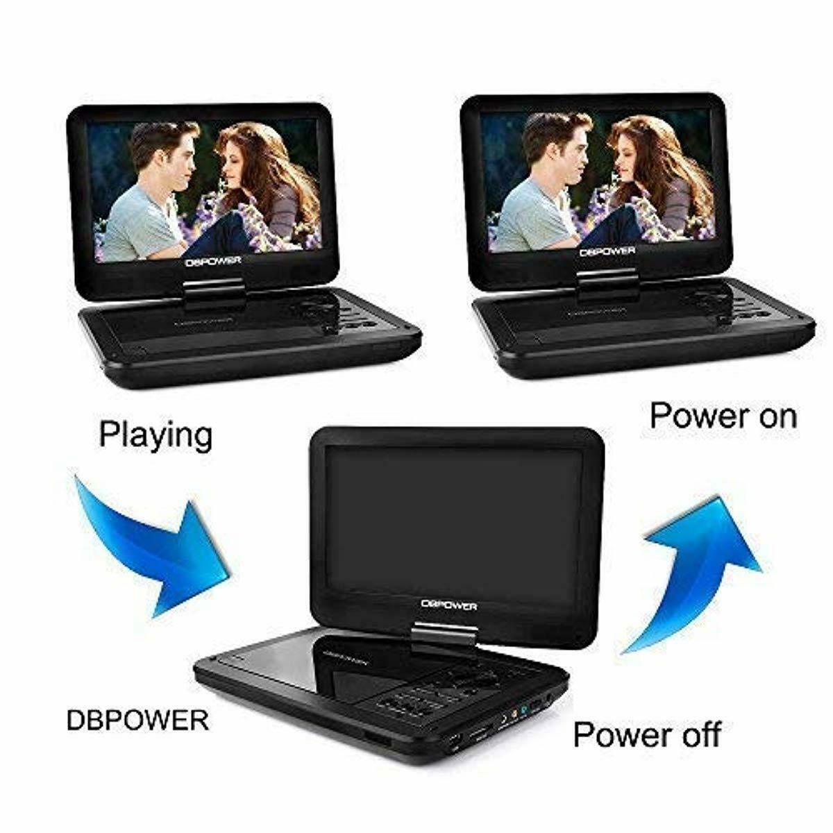 DBPOWER 10.5" Portable DVD Player with Rechargeable Battery, Swivel