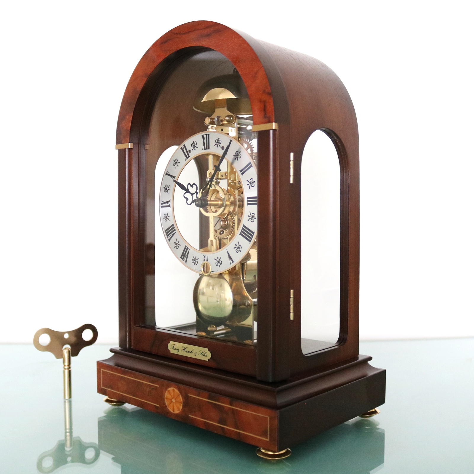 HERMLE Mantel Clock TRANSLUCENT! SKELETON Bell CHIME Germany Modern