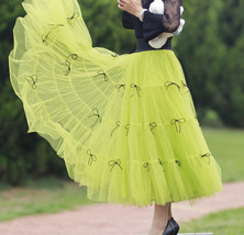 Women Bright Green Layered Tulle Skirt Outfit High Waist Wedding Skirt Plus Size image 2