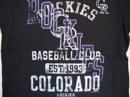 MLB Colorado Rockies CR Major League Baseball Fan Comfort Tee Black T Shirt L - $18.70