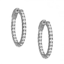4.26ct Diamond Hoop Earrings 14k White Gold - $2,246.11