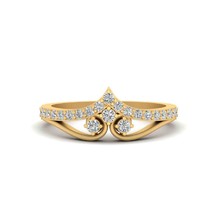 Diamond Tiara Promise Ring Gift For Her Solid 10k Yellow Gold Tiara Wedding Ring - $649.99
