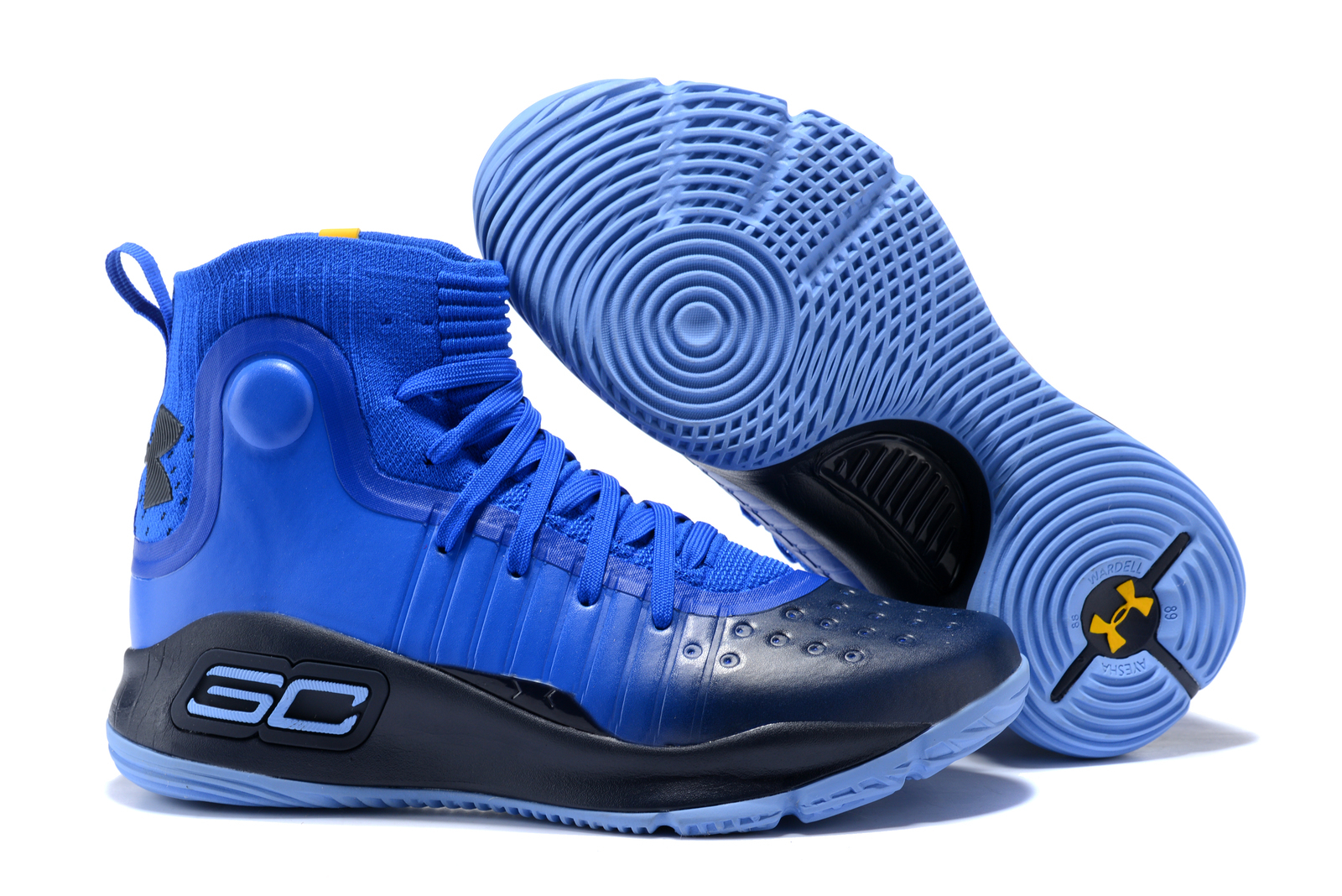 Men's Curry 4 Shoes Stephen Curry Blue Basketball Shoe - Men
