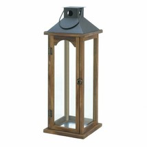 Accent Plus Wood Candle Lantern with Metal Pyramid Top - 22 inches - $66.39
