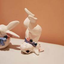 Tumbling Bunny Figurines, set of 3, Fitz and Floyd 1993 Rabbits with Blue Bow image 4