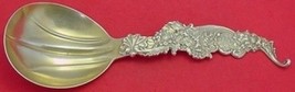 Pattern Unknown by Shiebler Sterling Berry Spoon Gold Washed Floral 9 1/8" - $816.05