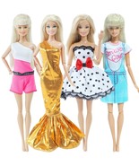 4 Pcs Doll Fashion Wear For Barbie Doll 1/6 Outfits Gold Party Gown Kids... - $12.21
