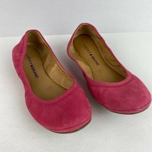 Lucky Pink Leather Ballet Flats Size 6 M / 36 Slip Slide On Shoes - $25.73
