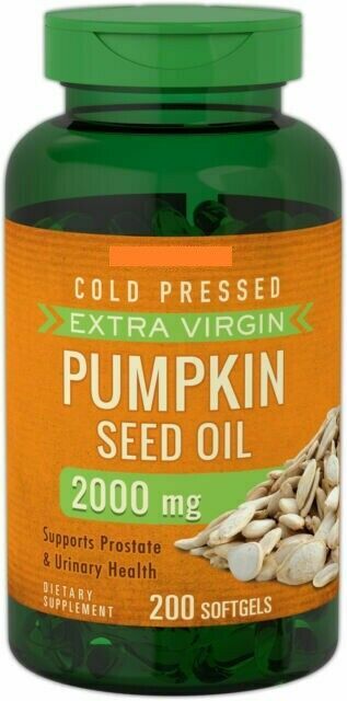 Pumpkin Seed Oil 2000mg 200 Softgel Caps Cold Pressed Supports Prostate Health