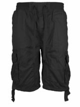 LR Scoop Men's Elastic Waist Drawstring Multi Pocket Cotton Cargo Shorts CJS-80 image 3