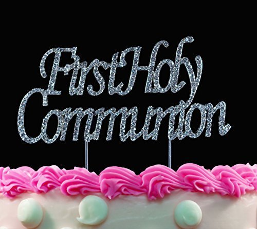 First Holy Communion Bling Silver Cake Toppers Cake Pick by Yacanna
