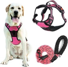 Dog Training Harness & Leash Set Pink/Black Reflective - L - $19.80