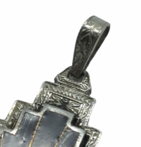 Stunning 925 Sterling Silver Crystal Enamel Art Deco Pendant Jewelry 7.5gr image 2