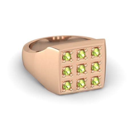 0.50 Ct Round Cut Peridot .925 Silver With 14K Rose Gold Plated Chess Ring