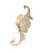 WIIPU 1PCS Gold White Crystal Butterfly Ear Cuffs Left Clip On Ear Cuff ... - $12.99