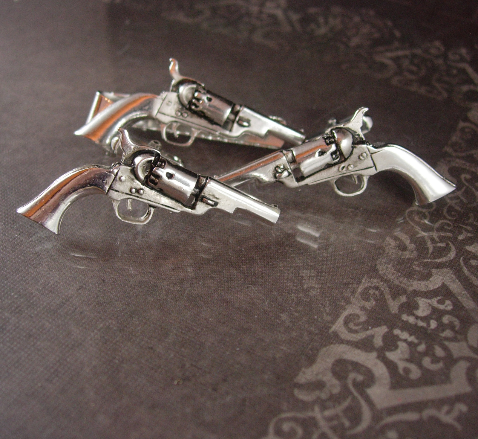 Western Gun Cufflinks Vintage Revolver Tie Clip Designer Anson Men's