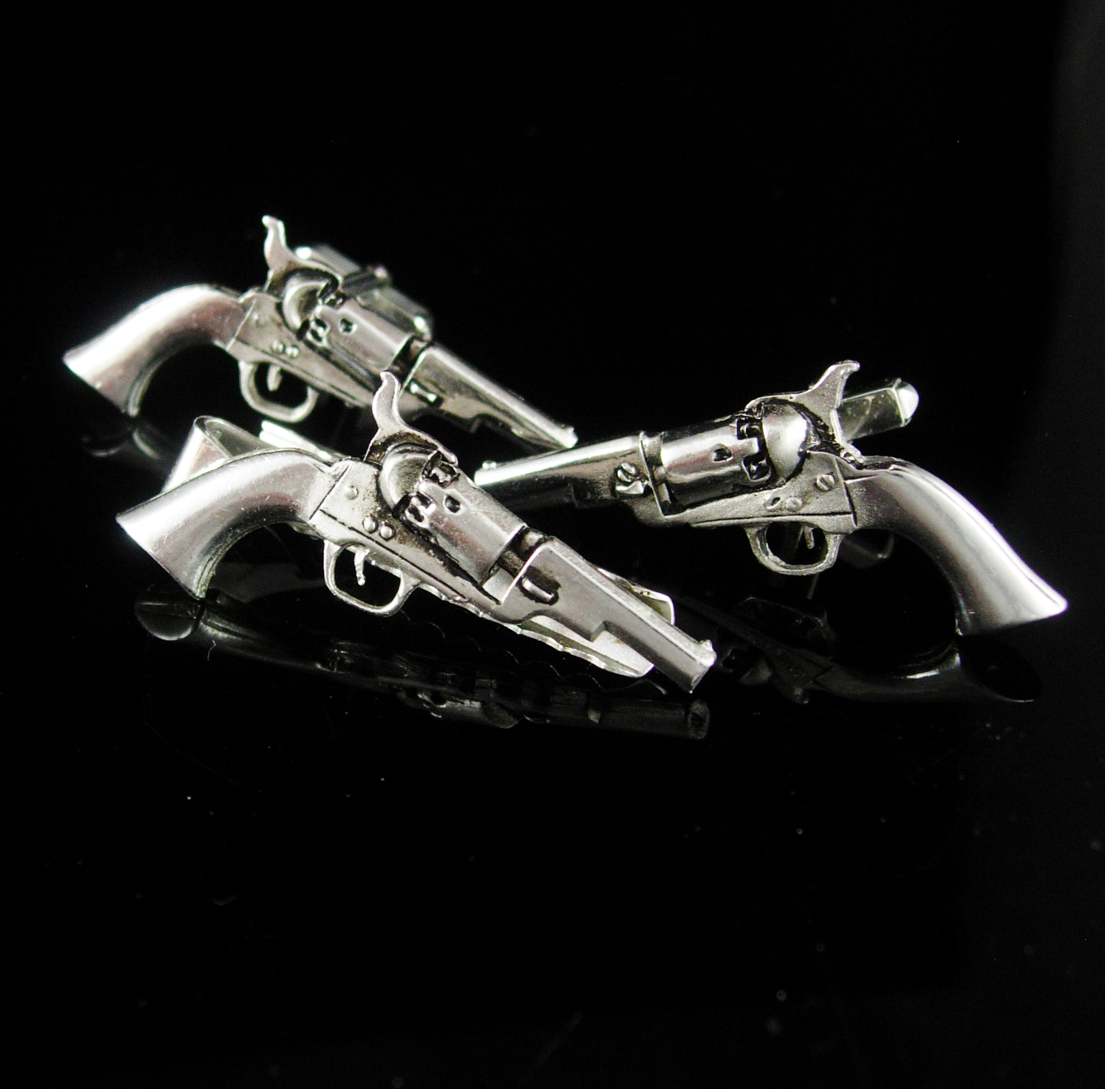 Western Gun Cufflinks Vintage Revolver Tie Clip Designer Anson Men's