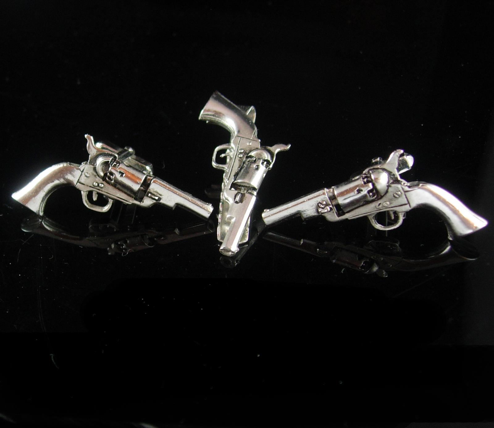 Western Gun Cufflinks Vintage Revolver Tie Clip Designer Anson Men's