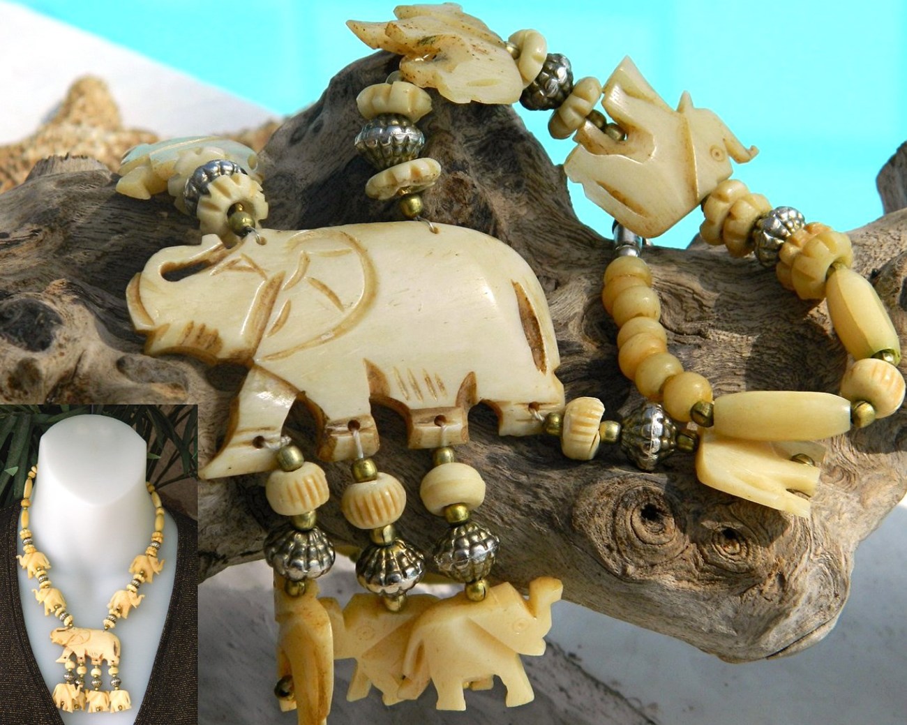 Vintage Elephant Necklace Vintage Carved Bone Elephant Necklace Necklaces Weddings Valresa Com