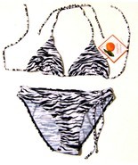 Tangerine Zebra Stripe Animal Print Bikini Swimsuit NWT$68 Sz 10 Top/12 ... - $47.49