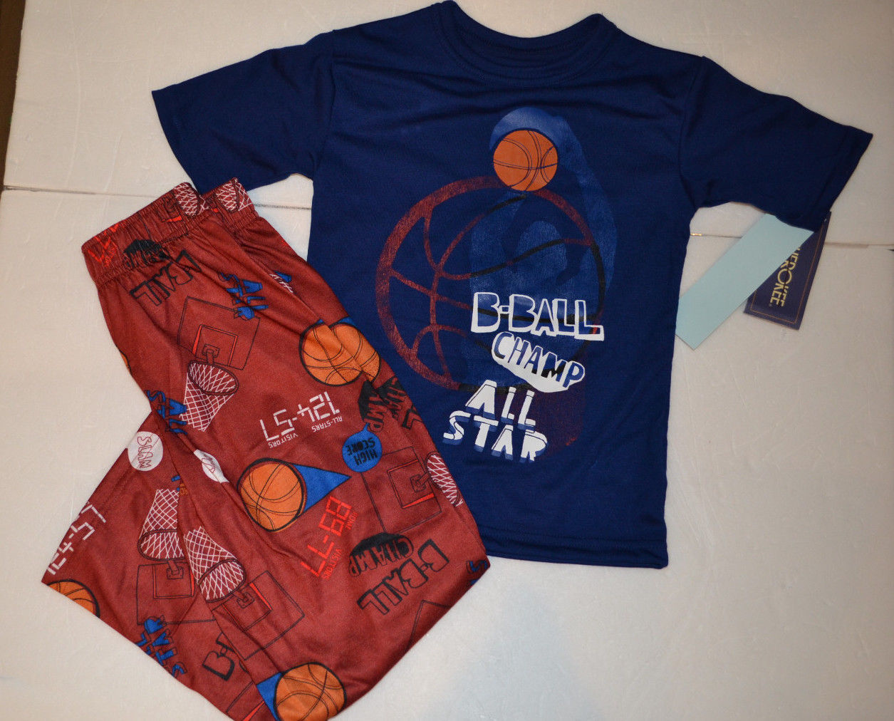 Boys Basketball  2-Pcs Pajama Set Cherokee Size  XS4/5    NWT Champ - $9.74