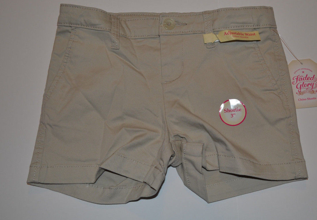Faded Glory Girls Chino Shortie Shorts 