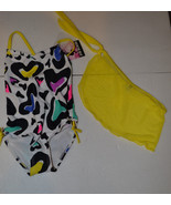 Joe Boxer  Girls One Piece Swimsuit  with Cover Up Sizes  4 or 5 NWT Hea... - $12.74
