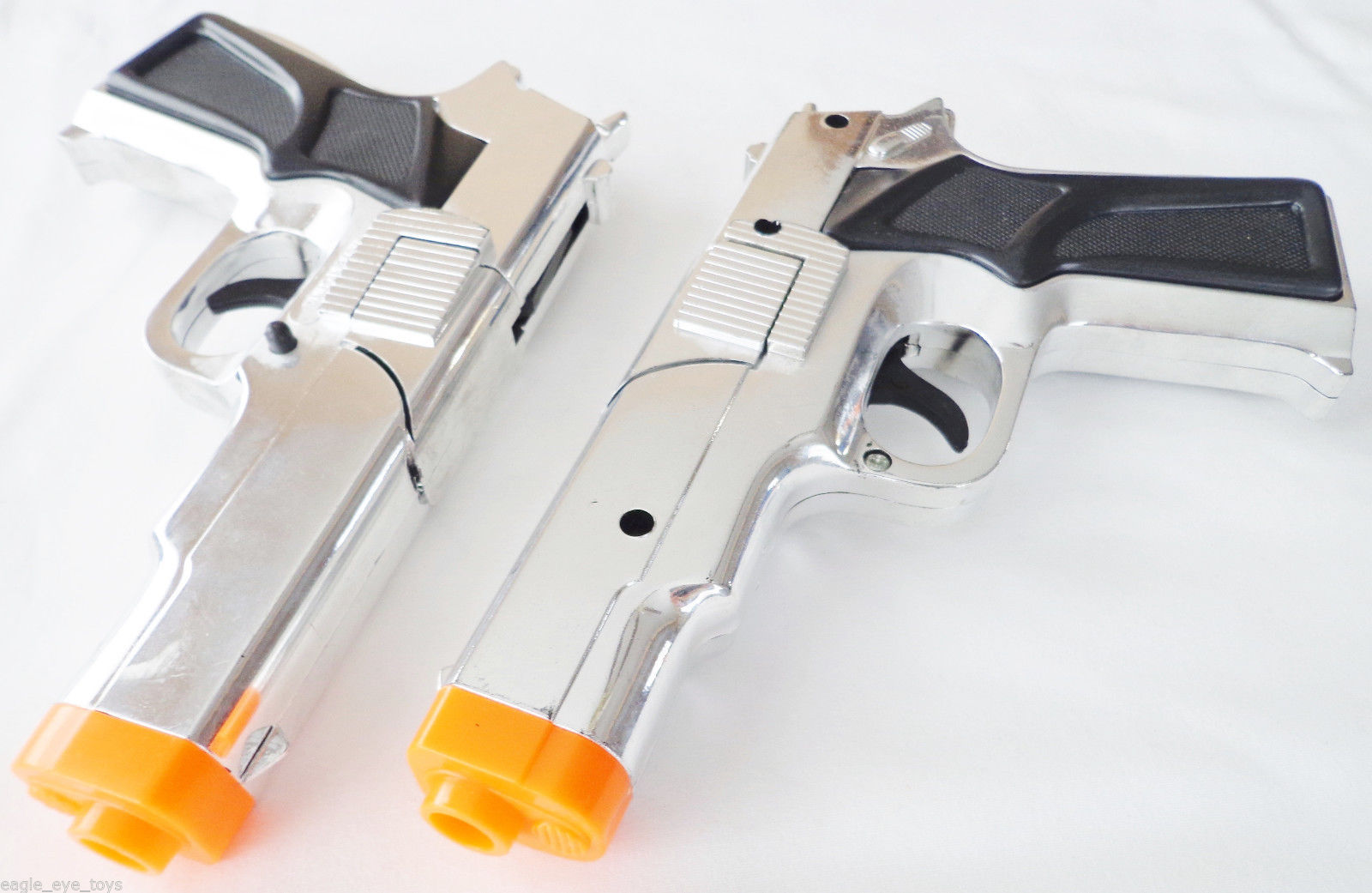 Toy Gun Military Detective 2X 9MM Pistol Cap Guns SILVER Military