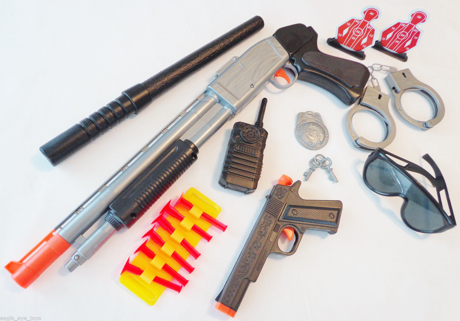 3x Toy Guns Military Police SWAT Pump-Action Shotgun Dart /& 2x Revolve...