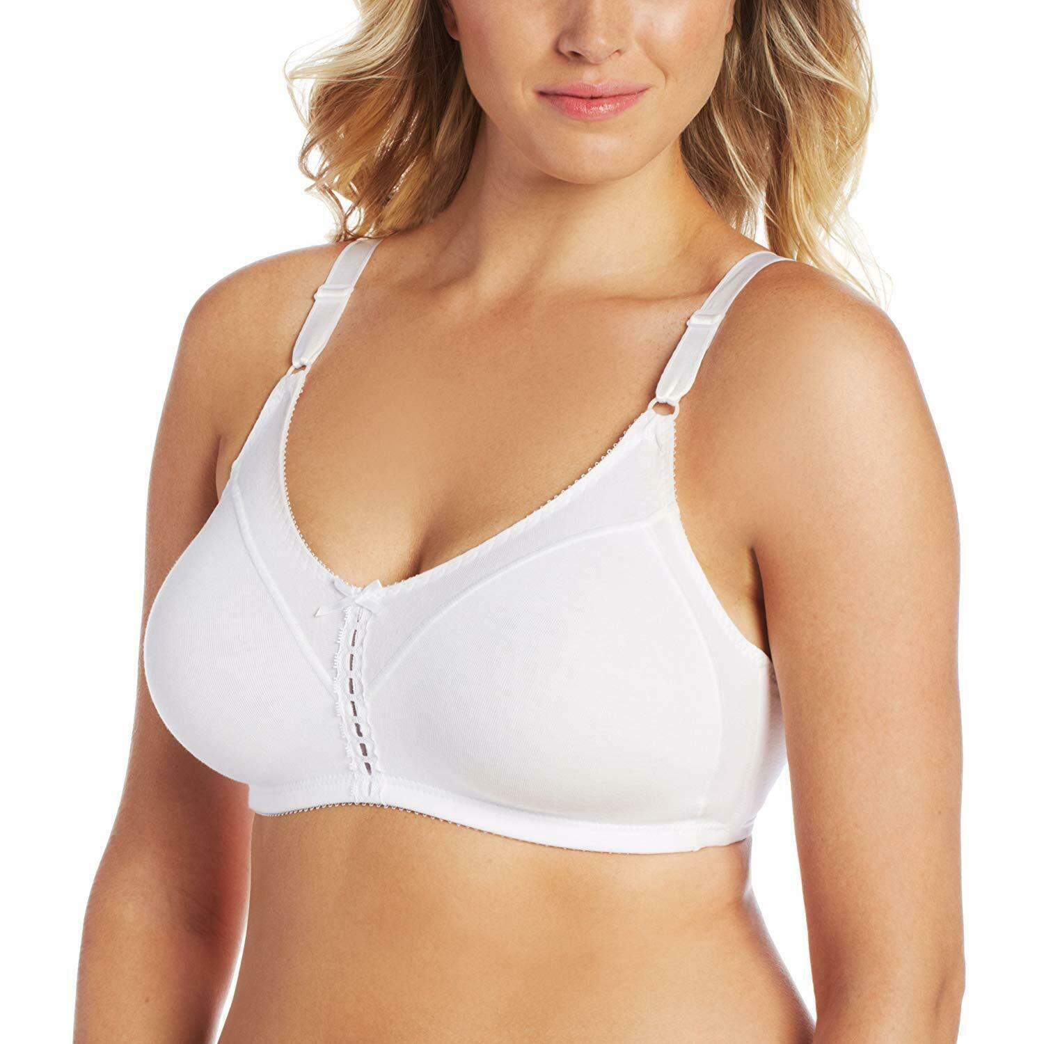 Bali WHITE Double Support Cotton WireFree Bra, US 38DDD, UK 38E Bras & Bra Sets