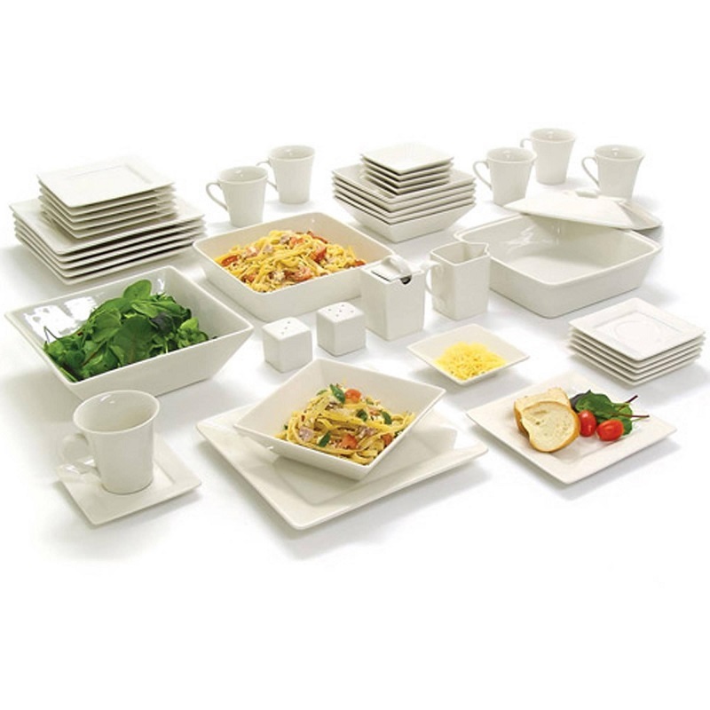 Dinner Set  Dinnerware  Kitchen  Banquet Square Dishes  Plates  