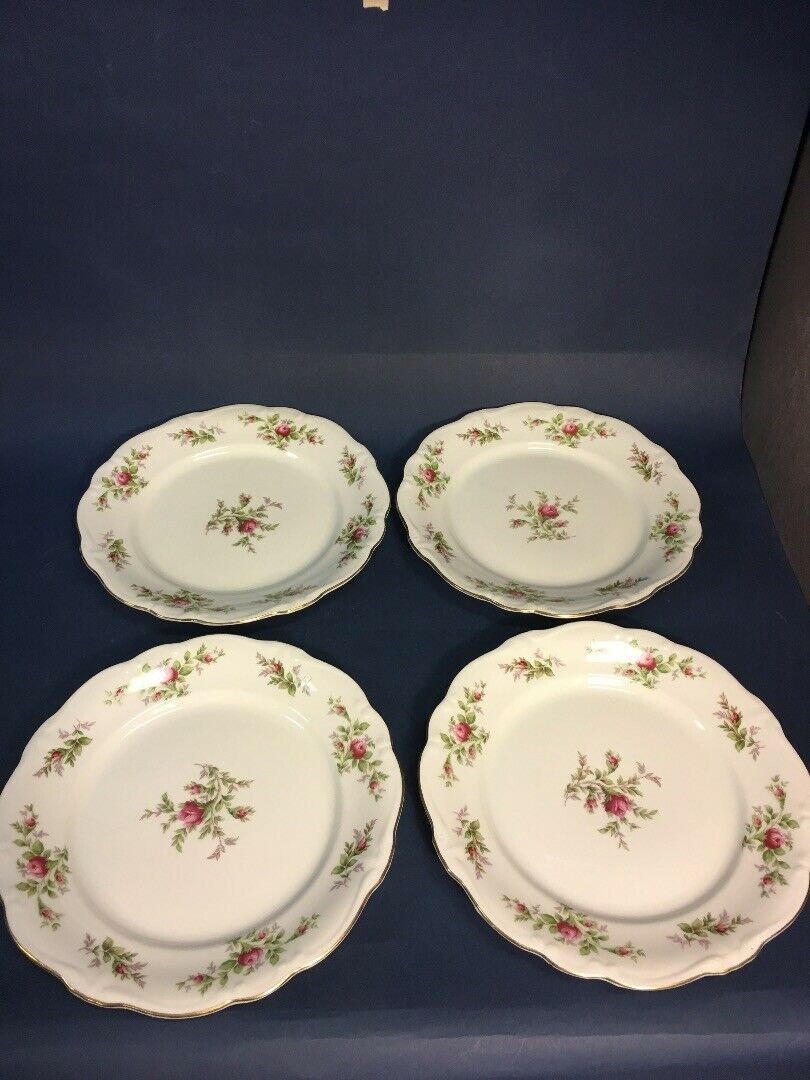 SET OF 4 JOHANN HAVILAND TRADITIONS FINE CHINA MOSS ROSE 10in. DINNER ...