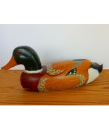 Lovely vintage wooden painted mallard glass eye duck decoy - $25.00