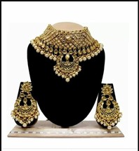 Maharani Kundan Choker Half Bridal Necklace set Gold Women Earrings Tikka A799 - $39.59
