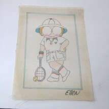 Tennis Player Needlepoint Canvas Ellen 10&quot; x 14&quot; 12 Count - $29.02