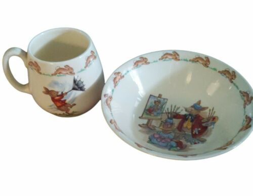 Royal Doulton BUNNYKINS Two Piece Set Cup and Cereal Bowl - $14.54