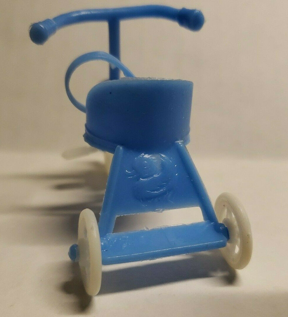 Vintage Baby Tricycle Cake Topper Decoration Blue with Baby Made in