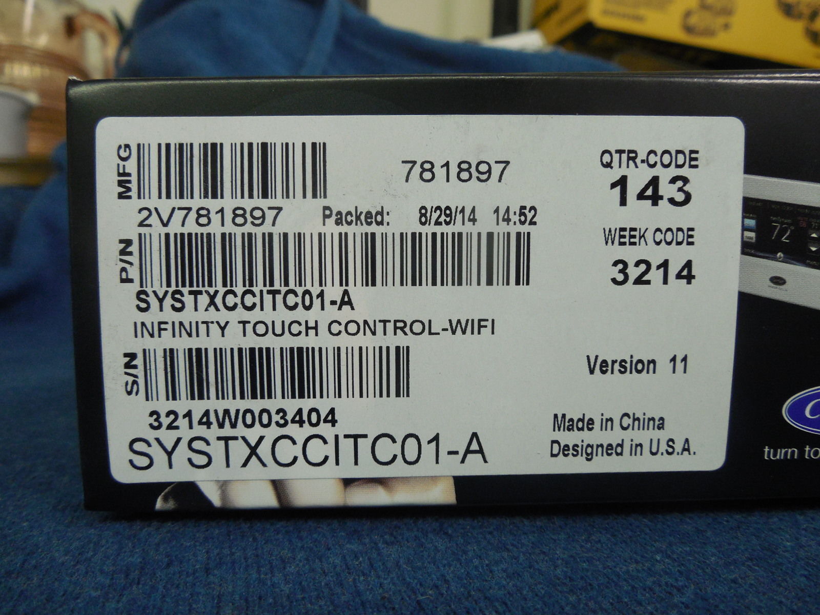 SYSTXCCITC01 A Carrier Infinity WiFi Touch Control Thermostat