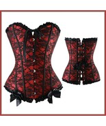 Jezebel Corset Red / Black Floral Lace Strapless Burlesque Back Laces Up... - $47.95