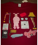 A CHRISTMAS STORY T-Shirt LARGE NEW PINK BUNNY SUIT RALPHIE LEG LAMP RED... - $19.80