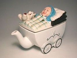 British KENSINGTON Teapot-Babe in Carriage + Teddy Bear - $55.00