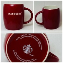 Starbucks Coffee Mug Engraved Embossed Red 2011 Christmas Barrel Shape White Cup - $19.99