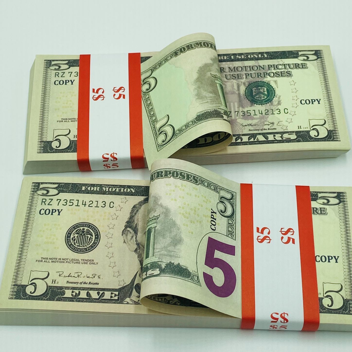 100 Pcs 5 Prop Money Double Sided Full Print Realistic That looks Real