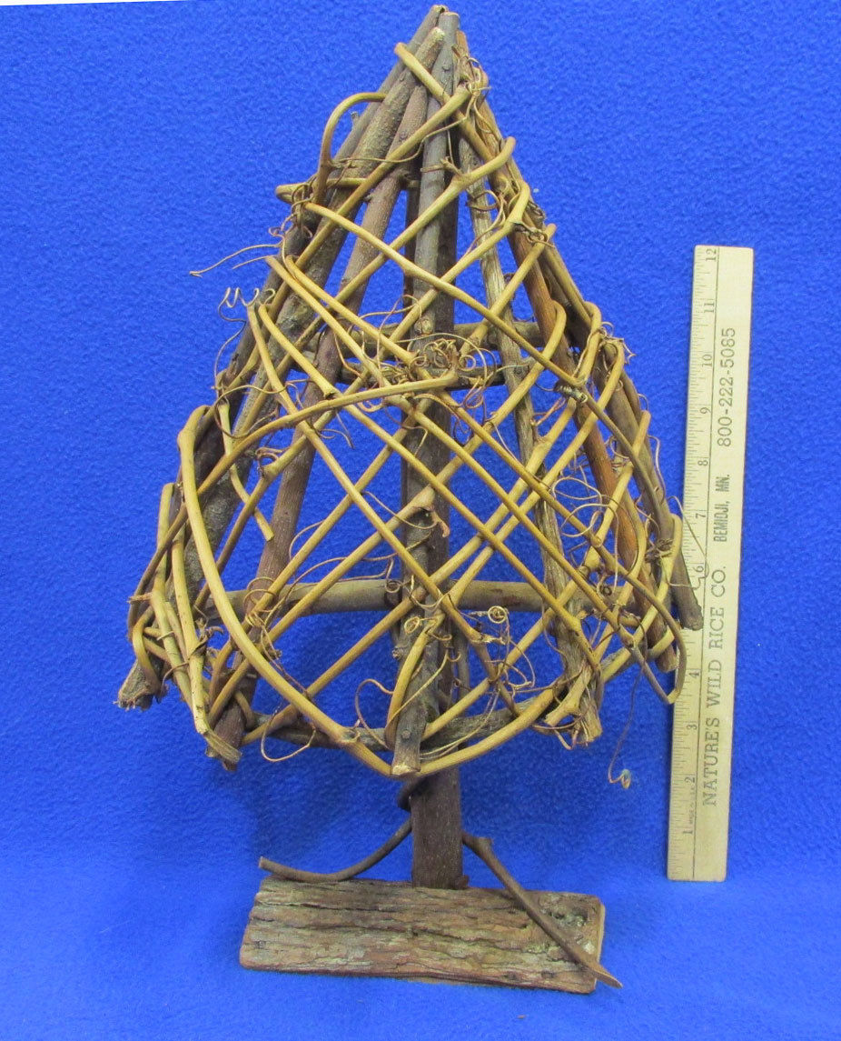 Primitive Rustic Wood & Vine Tree Natural Wooden Decorative 15 Inch Tall - £11.66 GBP