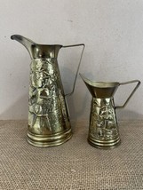 Set of 2 Vintage Embossed Brass Old England Tavern Pub Plant Water Can P... - $38.61