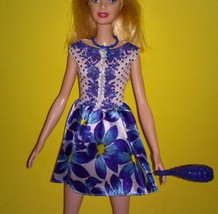 Barbie Blue Flowers Doll Dress fits tall Fashionistas - $9.99