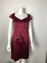 Adrianna Papell Womens Multi Seam Satin Dress Garnet Red Holiday Cocktai... - $50.96