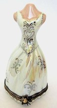 French  Limoge Porcelain Box-Mannequin in MOP Floral Lace Gown,Rose Clasp - $153.45