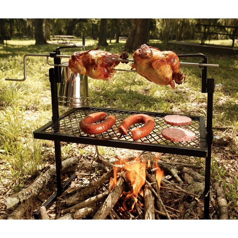 Grill Bbq Rotisserie Spit Camping Outdoor Campfire Fire Cooking Camp Cookware Camping Bbqs