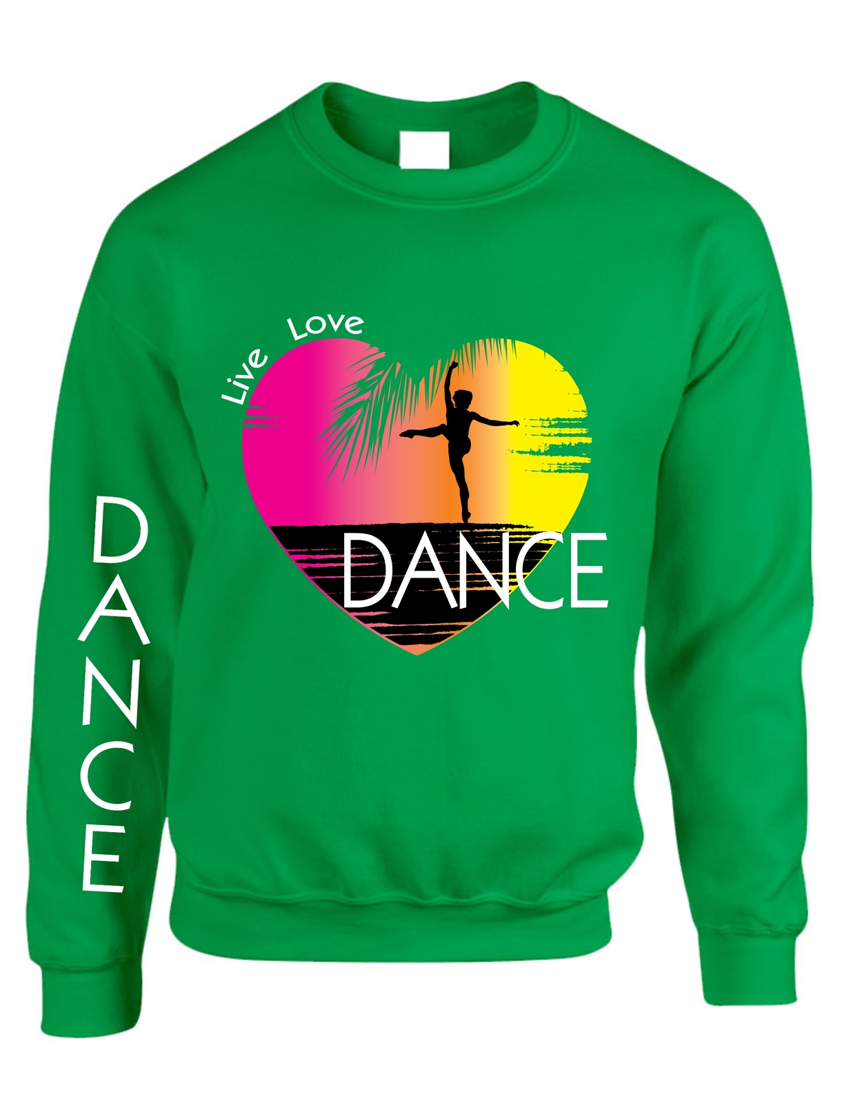 Adult Crewneck Sweatshirt Dance Art Pink Print Live Love Activewear